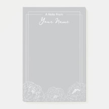 Personalised White outlined Peonies with border