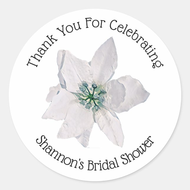 Personalised White Pointsetta  Classic Round Sticker (Front)