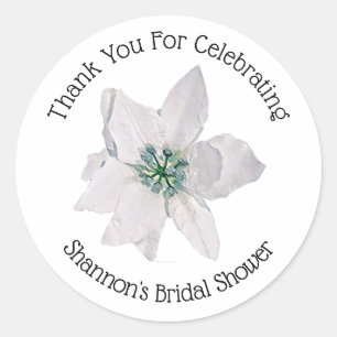 Personalised White Pointsetta Classic Round Sticker
