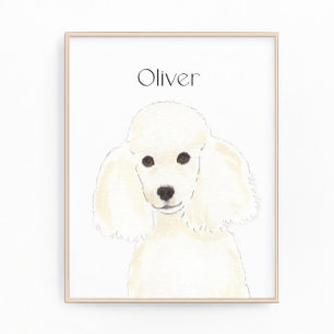Personalised White Poodle Art Photo Print