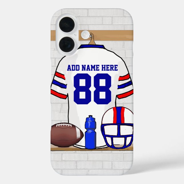 Personalised White Red Blue Football Jersey Case-Mate iPhone Case (Back)