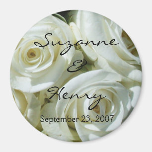 Personalised White Roses Wedding Magnet