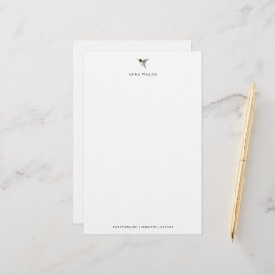 Personalised White Ruby-throated Hummingbird Stationery