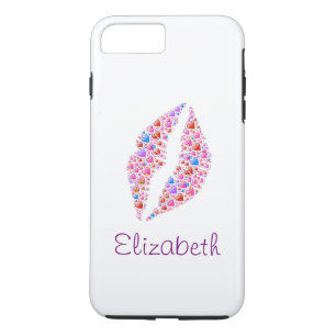 Personalised White Simple Colourful Heart Lips Case-Mate iPhone Case