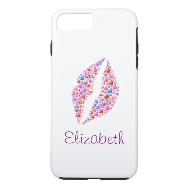 Personalised White Simple Colourful Heart Lips Case-Mate iPhone Case (Back)