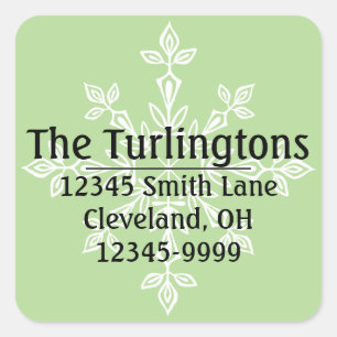 Personalised White Snowflake Return Address Square Sticker