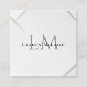 Personalised White Sparkle & Gold Accent Monogram  Calling Card