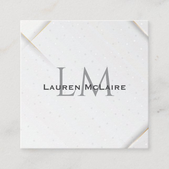 Personalised White Sparkle & Gold Accent Monogram  Calling Card (Front)