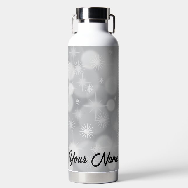 Personalised White Sparkles Water Bottle (Front)