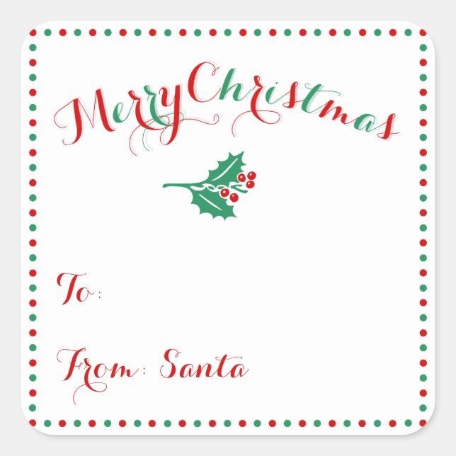 Personalised White Square Christmas Gift Tags (Front)