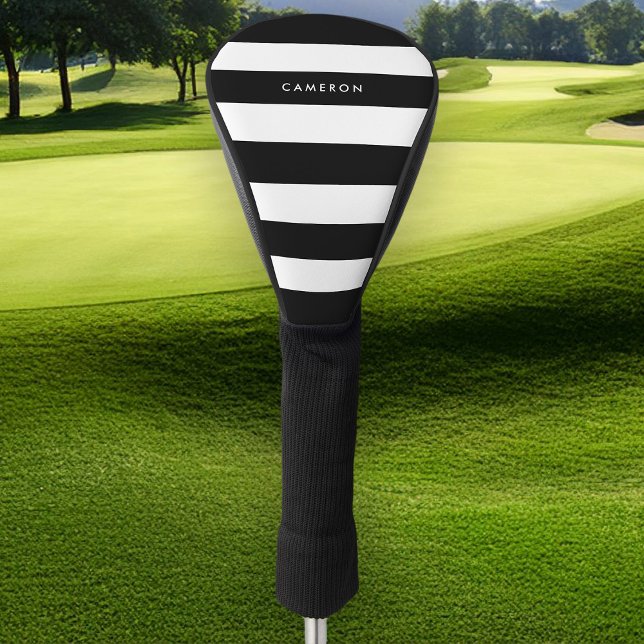 Personalised White Stripes and Editable Colour Golf Head Cover (Creator Uploaded)