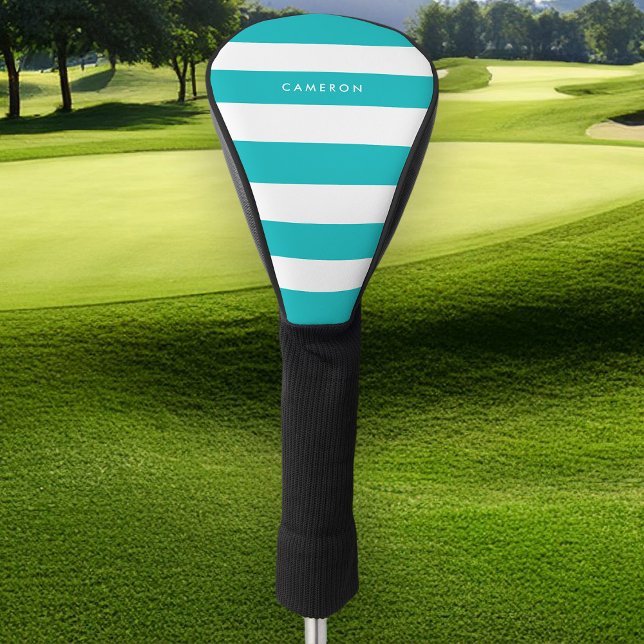 Personalised White Stripes and Editable Colour Golf Head Cover (Creator Uploaded)