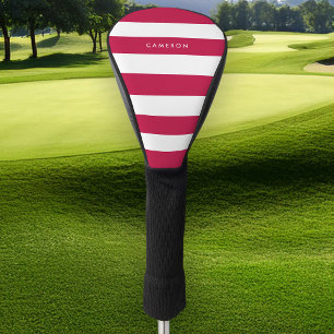 Personalised White Stripes and Editable Colour Golf Head Cover