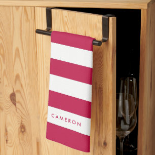 Personalised White Stripes and Editable Colour Tea Towel
