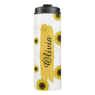 Personalised White Sunflower 16oz Thermal Tumbler