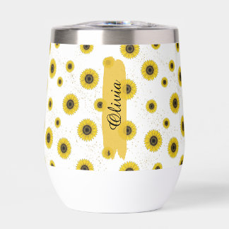 Personalised White Sunflower Pattern 11oz Cup