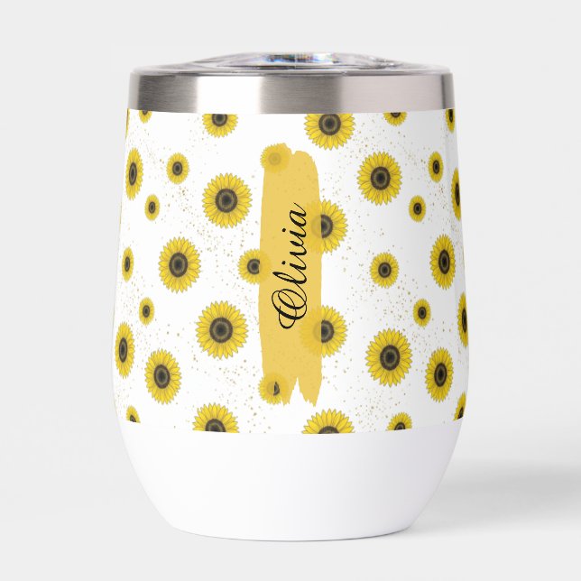 Personalised White Sunflower Pattern 11oz Cup (Front)