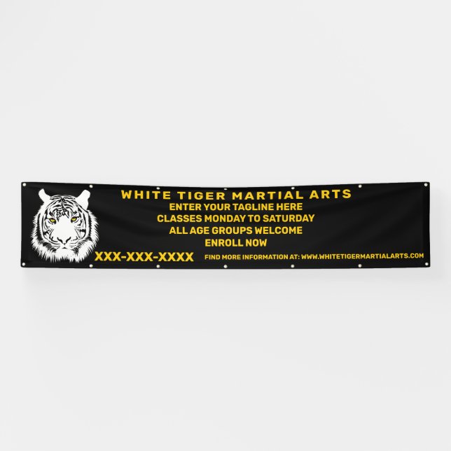 Personalised White Tiger Martial Arts Customise Banner (Horizontal)