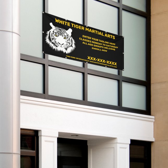 Personalised White Tiger Martial Arts Customise Banner (Outside Building)