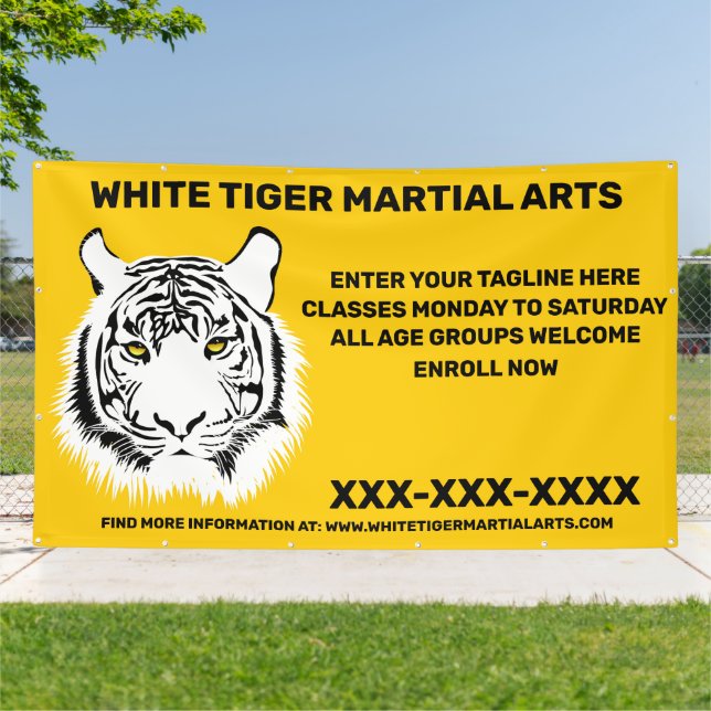 Personalised White Tiger Martial Arts Customise Banner (Outside)