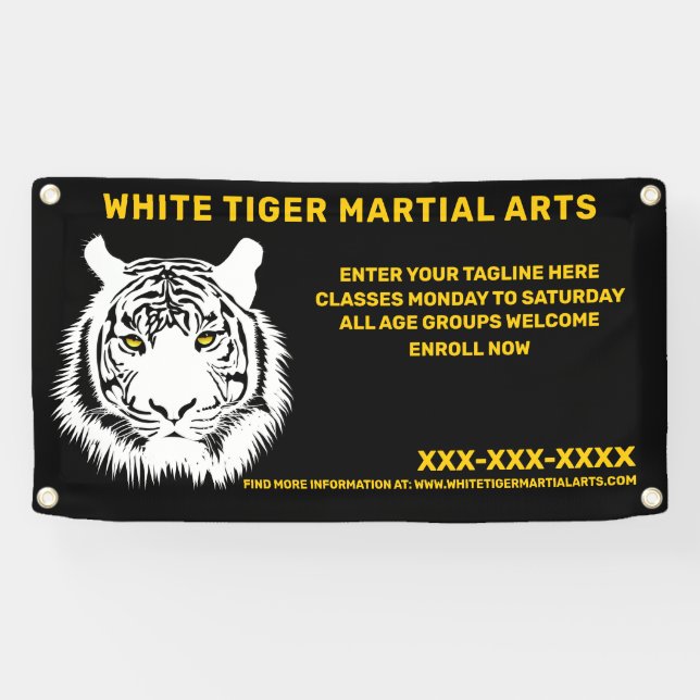 Personalised White Tiger Martial Arts Customise Banner (Horizontal)