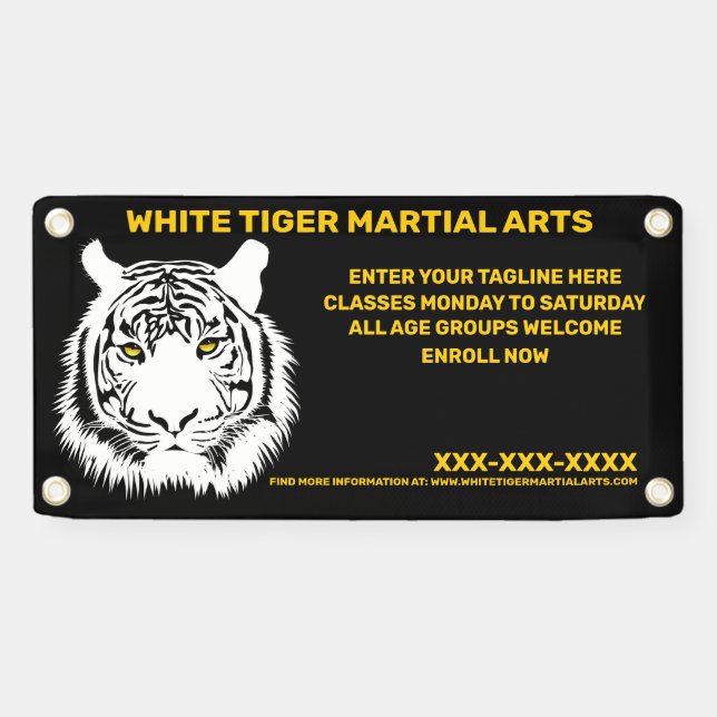 Personalised White Tiger Martial Arts Customise Banner (Horizontal)