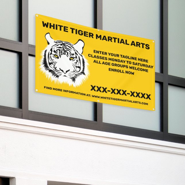 Personalised White Tiger Martial Arts Customise Banner (Outside Building)