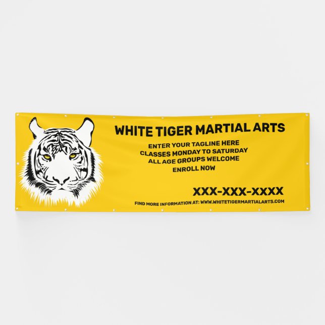 Personalised White Tiger Martial Arts Customise Banner (Horizontal)