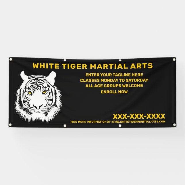 Personalised White Tiger Martial Arts Customise Banner (Horizontal)