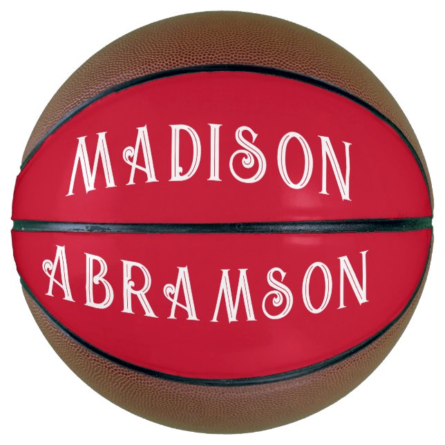 Personalised White Type On Red Basketball (Front)
