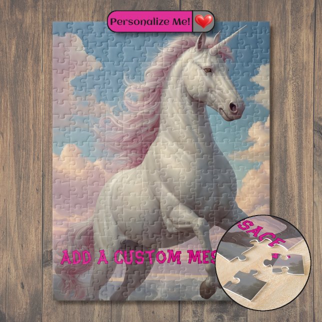 Personalised White Unicorn Clouds Jigsaw Puzzle (White Unicorn Clouds Jigsaw Puzzle)