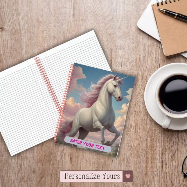 Personalised White Unicorn Clouds Notebook (Personalized White Unicorn Clouds Notebook)