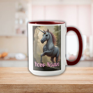 Personalised White Unicorn in Forest Mug