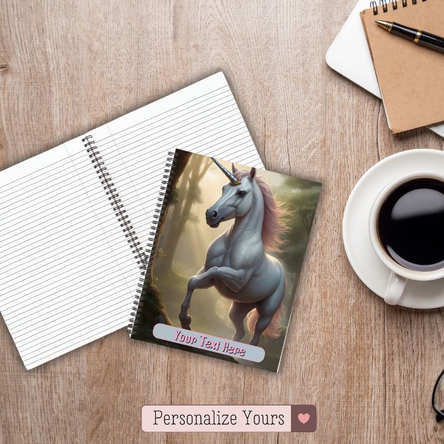 Personalised White Unicorn in Forest Notebook (Personalized White Unicorn in Forest Notebook)
