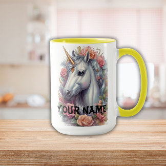 Personalised White Unicorn Portrait Mug