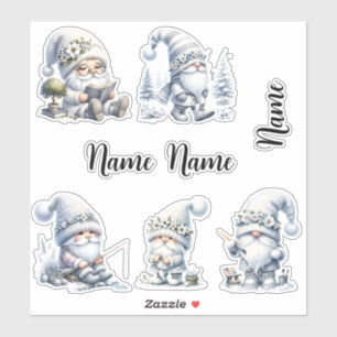 Personalised white winter gnomes