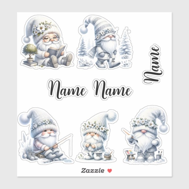 Personalised white winter gnomes (Sheet)