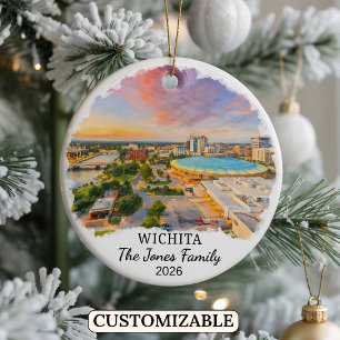 Personalised Wichita Ornament, Custom Kansas Ceramic Tree Decoration