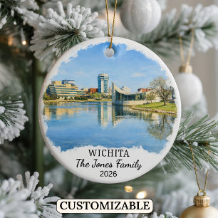 Personalised Wichita Ornament, Custom Kansas Ceramic Tree Decoration