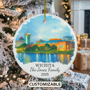 Personalised Wichita Ornament, Kansas Ceramic Tree Decoration