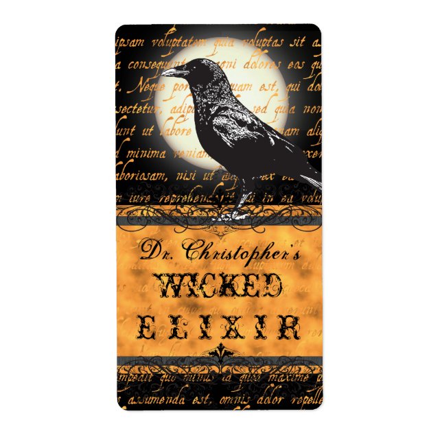 Personalised Wicked Elixir Halloween Bottle Label (Front)