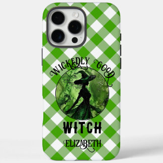 Personalised Wickedly Good Witch Green Gingham iPhone 16 Pro Max Case