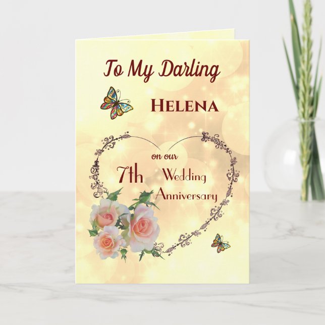 Personalised Wife 7th Anniversary Greeting Card (Front)