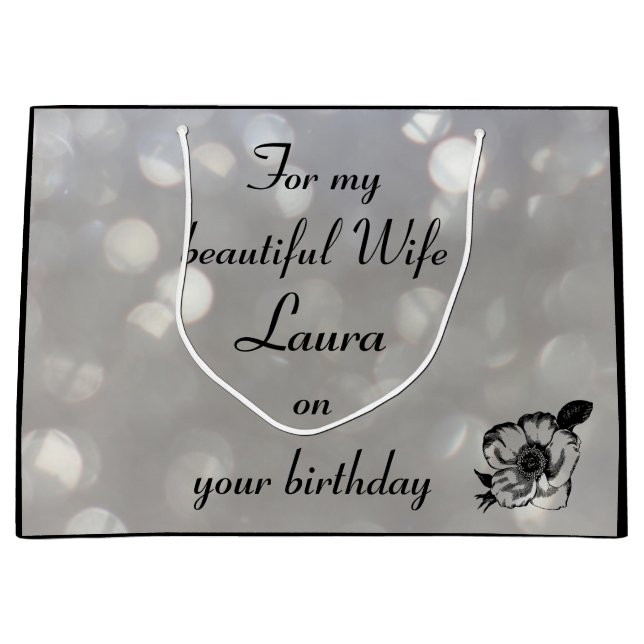 Personalised Wife Birthday Large Gift Bag (Front)