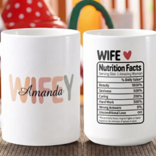 Personalised Wife Nutrition Facts Custom Name Gift Coffee Mug