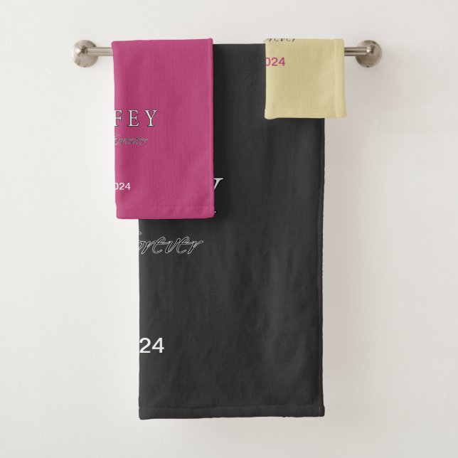 Personalised Wifey eternal Love registration date Bath Towel Set (Insitu)