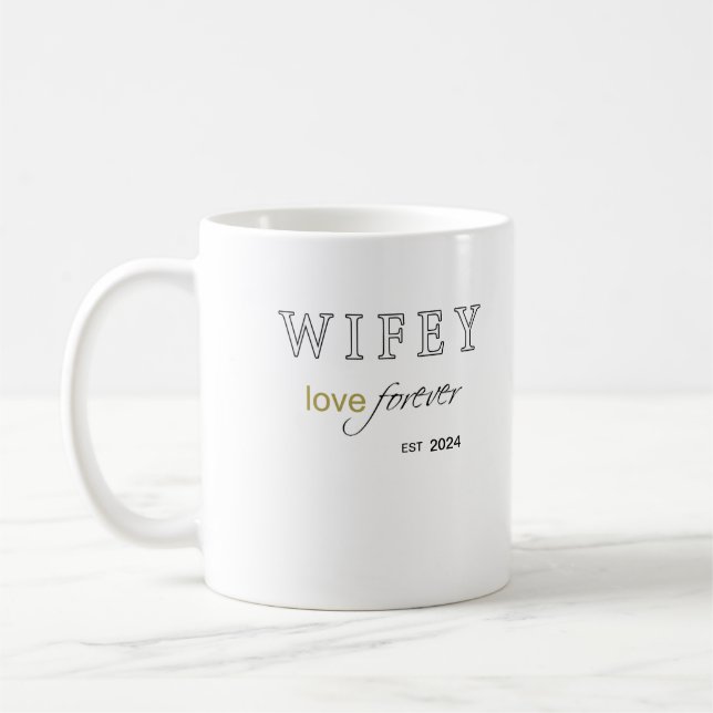 Personalised Wifey eternal Love registration date Coffee Mug (Left)