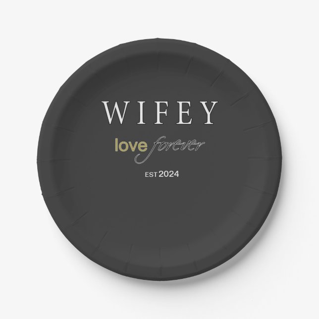 Personalised Wifey eternal Love registration date Paper Plate (Front)