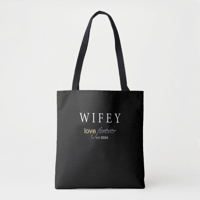 Personalised Wifey eternal Love registration date Tote Bag (Front)