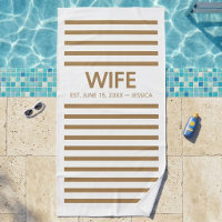 Personalised Wifey & Hubby Est. 2026 Beach Towel